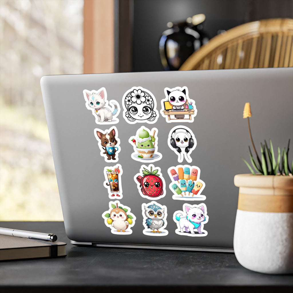 Kawaii Stickers Sheet 115 — 12 Kiss-Cut Vinyl Decals