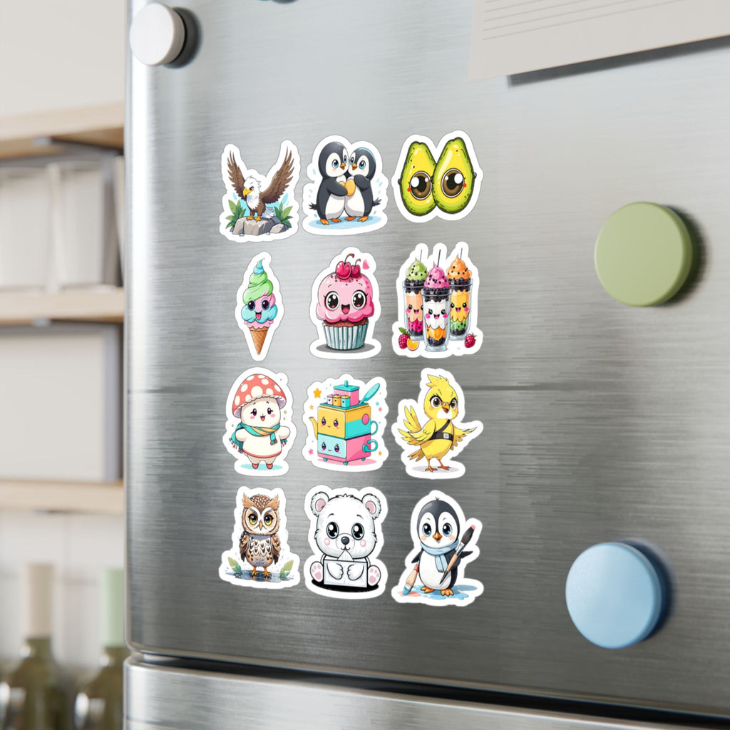 Kawaii Stickers Sheet 238 — 12 Kiss-Cut Vinyl Decals