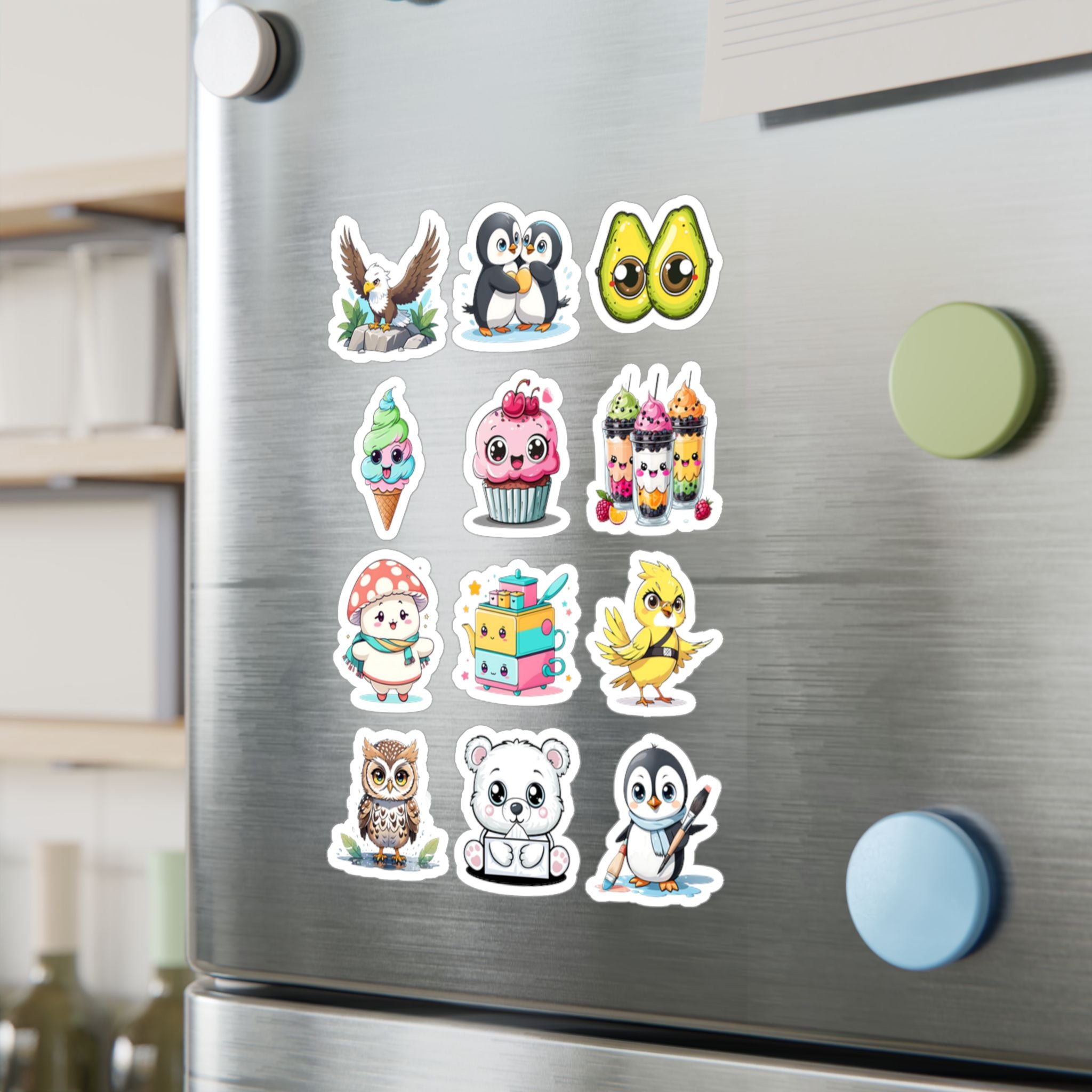 Kawaii Stickers Sheet 238 — 12 Kiss-Cut Vinyl Decals