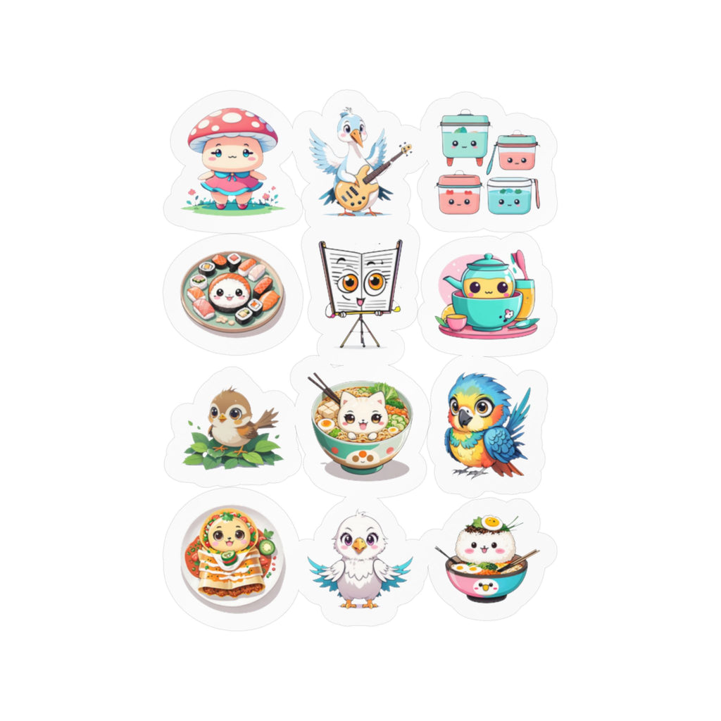 Kawaii Stickers Sheet 23 — 12 Kiss-Cut Vinyl Decals