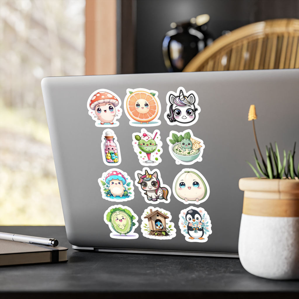 Kawaii Stickers Sheet 229 — 12 Kiss-Cut Vinyl Decals