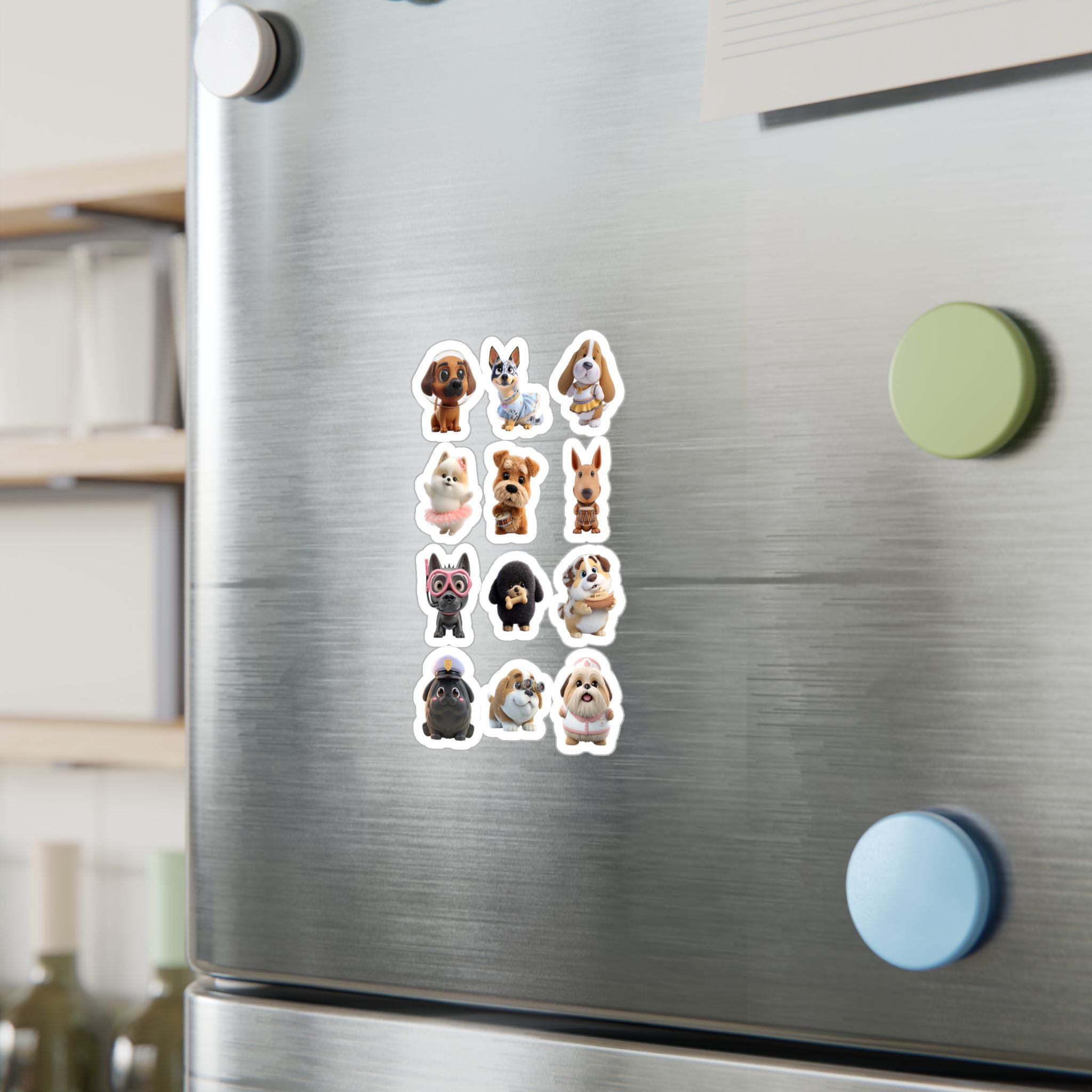 Kawaii Dogs Sheet 02 — 12 Kiss-Cut Vinyl Decals