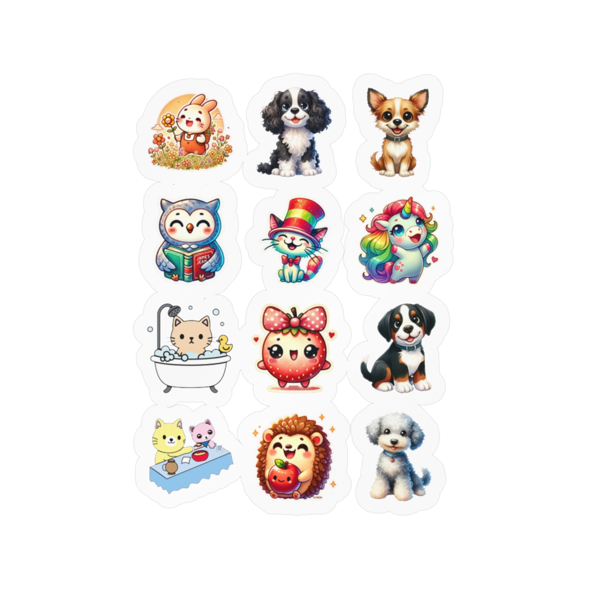 Cute Kawaii Sheet 08 — 12 Kiss-Cut Vinyl Decals