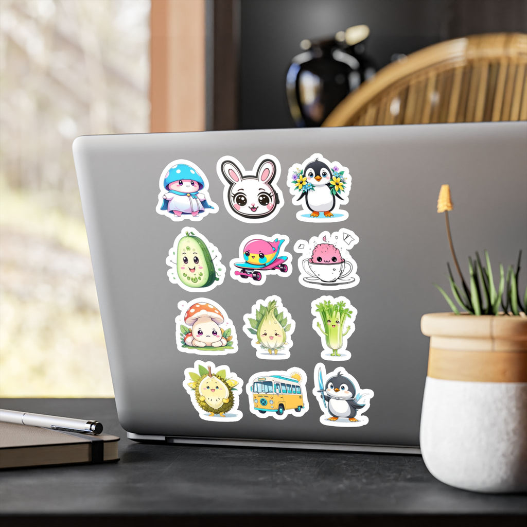 Kawaii Stickers Sheet 47 — 12 Kiss-Cut Vinyl Decals