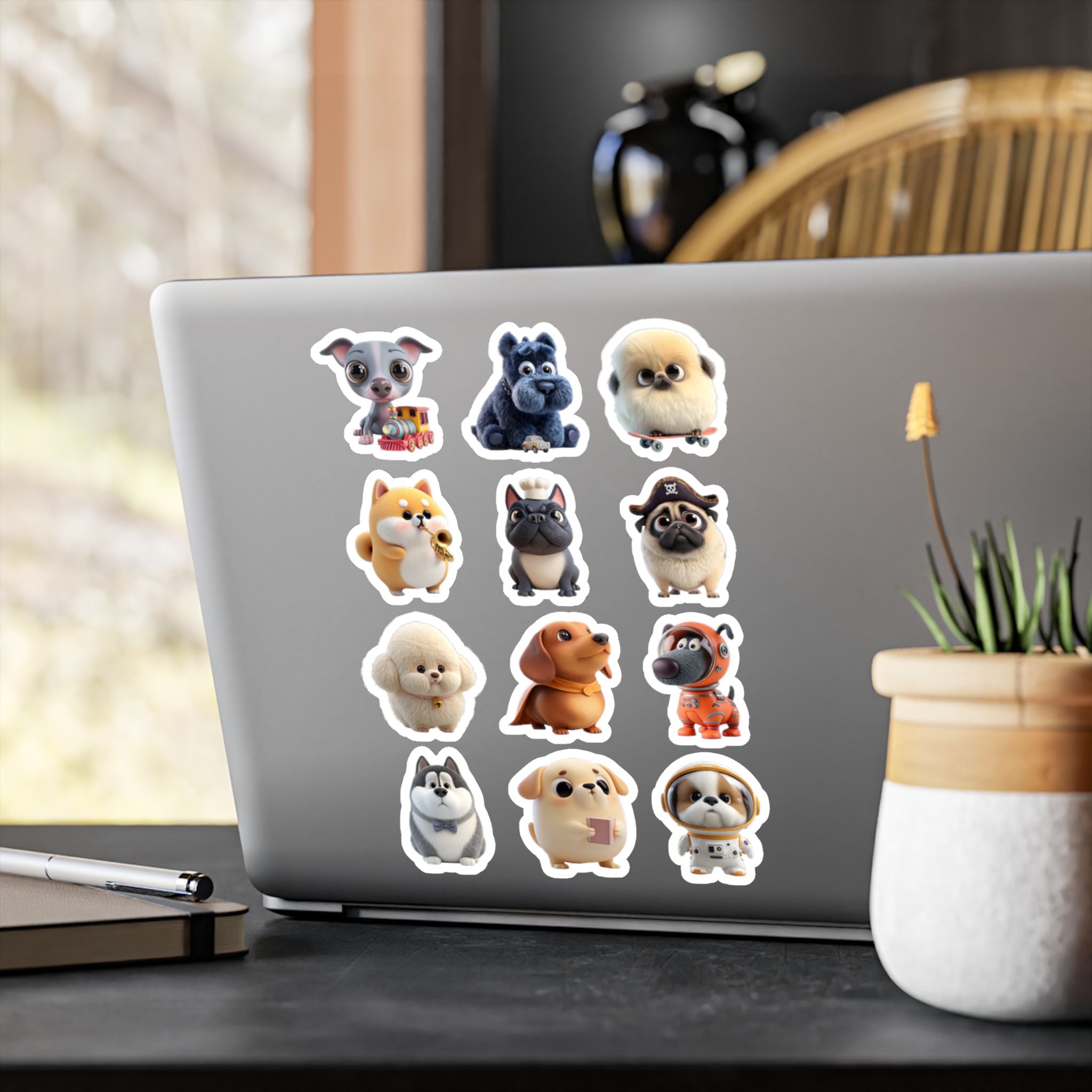 Kawaii Dogs Sheet 13 — 12 Kiss-Cut Vinyl Decals