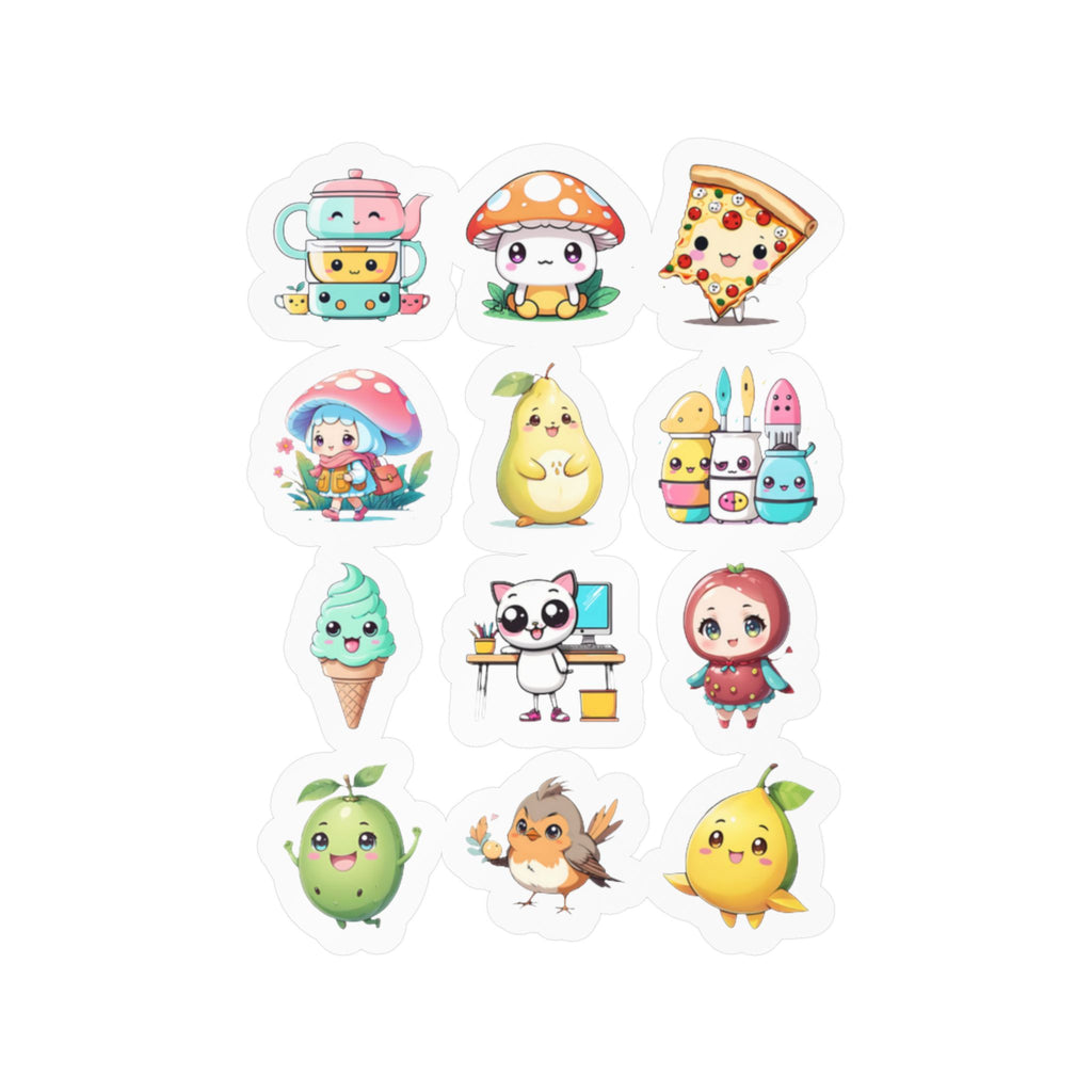Kawaii Stickers Sheet 261 — 12 Kiss-Cut Vinyl Decals