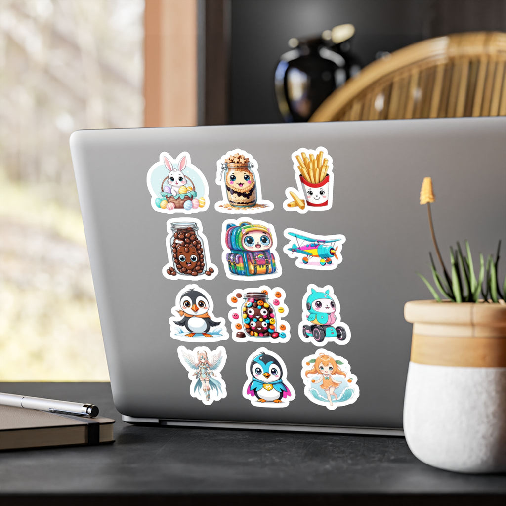 Kawaii Stickers Sheet 26 — 12 Kiss-Cut Vinyl Decals