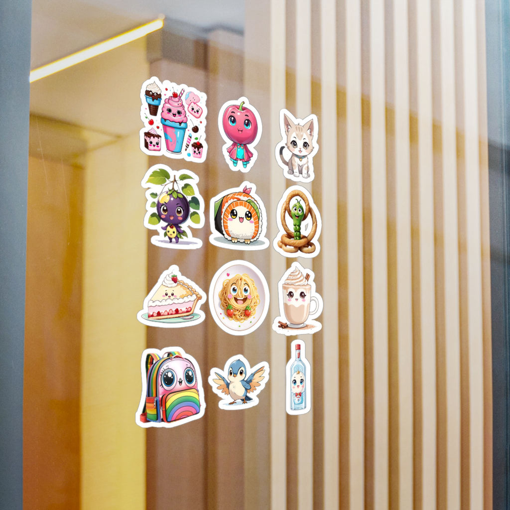 Kawaii Stickers Sheet 75 — 12 Kiss-Cut Vinyl Decals
