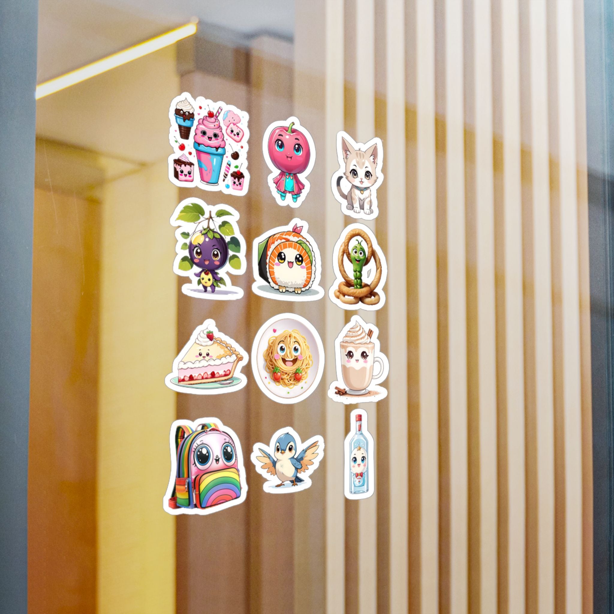 Kawaii Stickers Sheet 75 — 12 Kiss-Cut Vinyl Decals