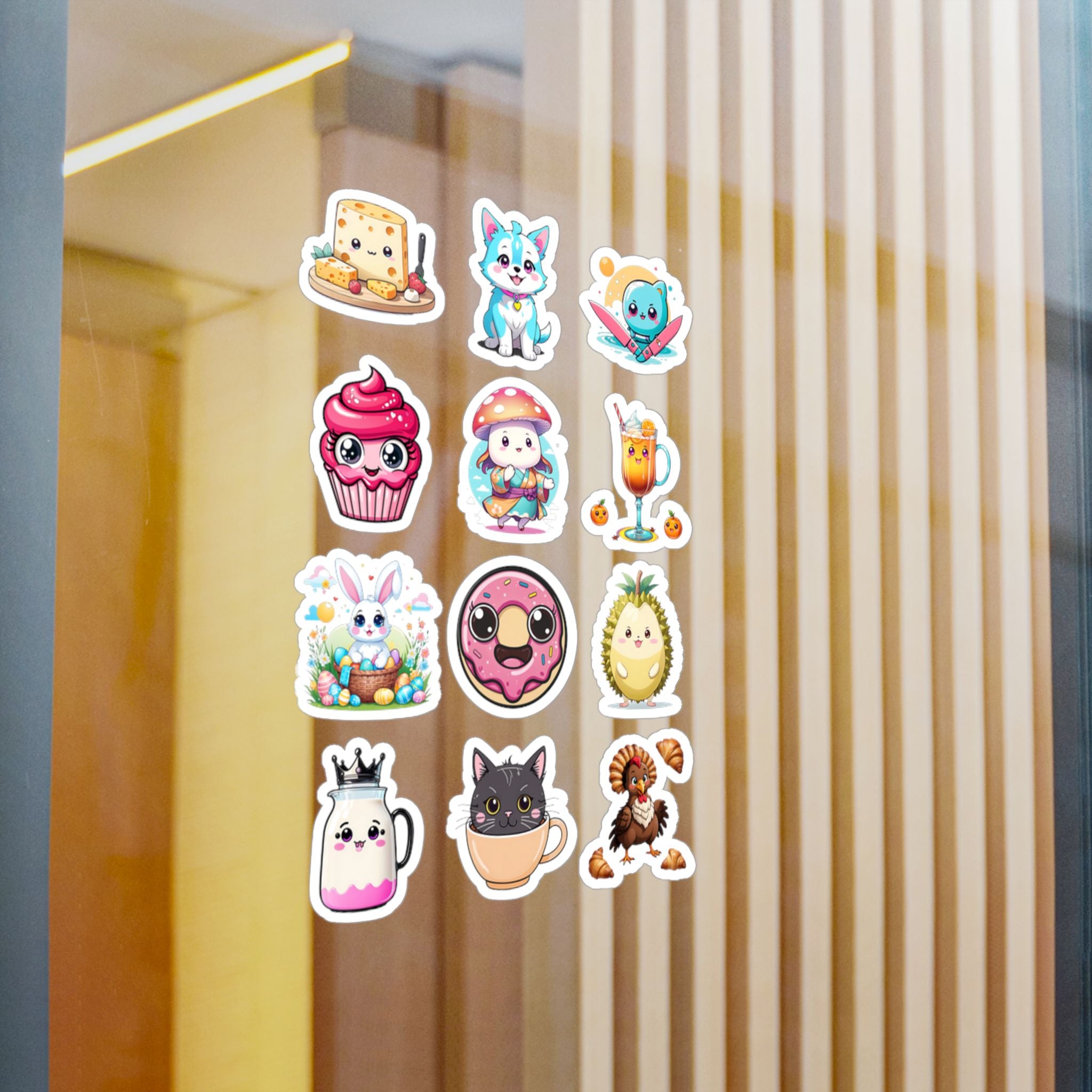 Kawaii Stickers Sheet 223 — 12 Kiss-Cut Vinyl Decals