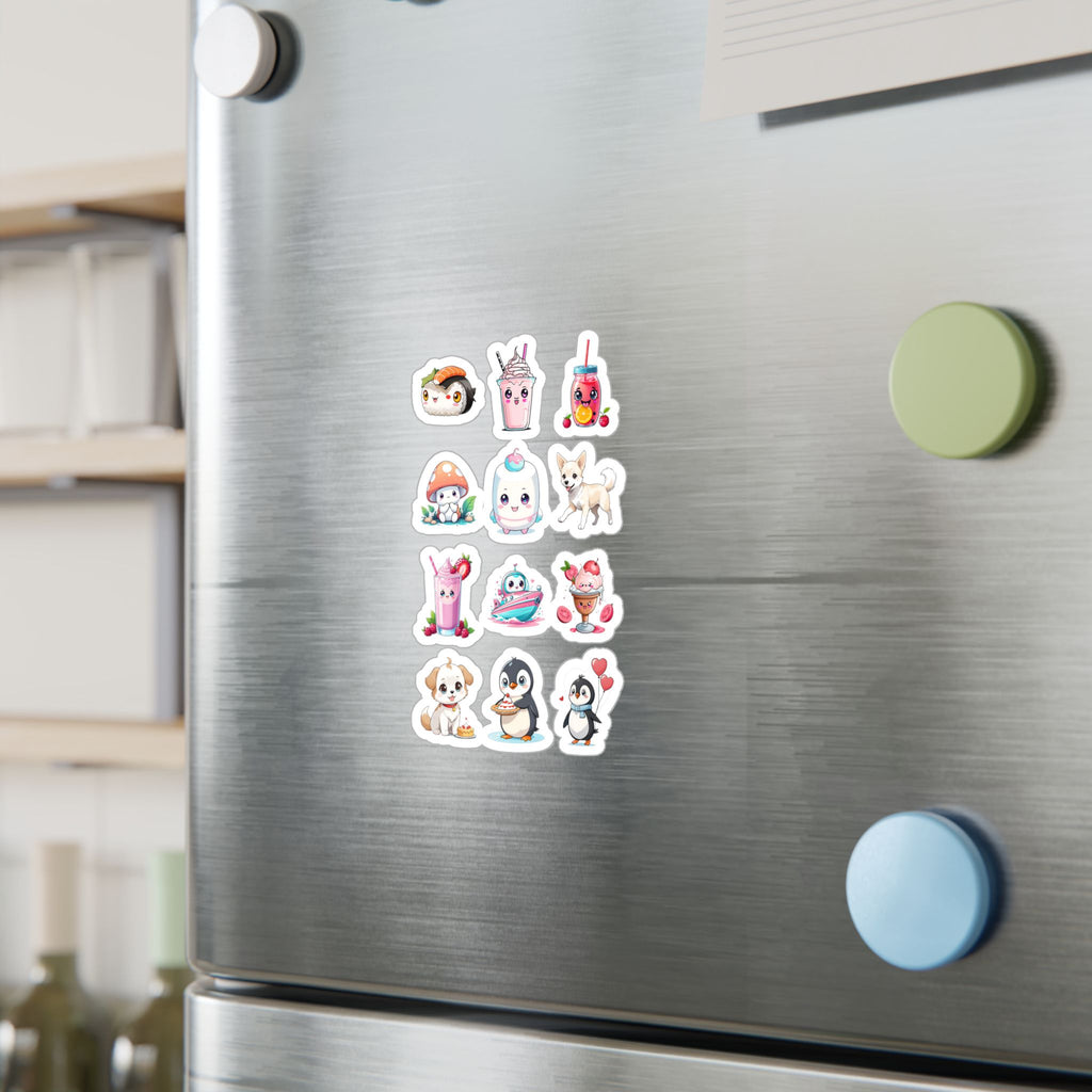 Kawaii Stickers Sheet 50 — 12 Kiss-Cut Vinyl Decals
