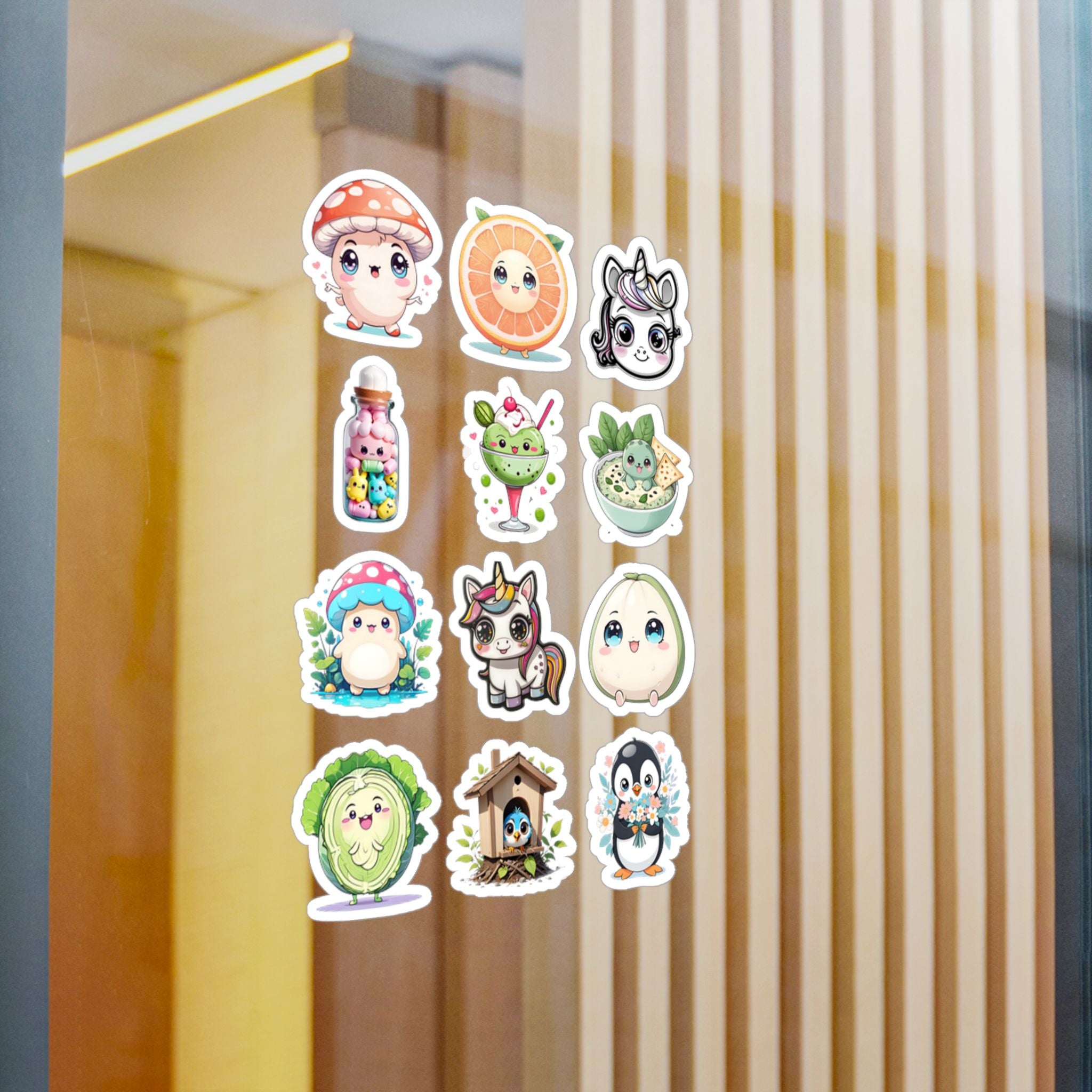 Kawaii Stickers Sheet 229 — 12 Kiss-Cut Vinyl Decals