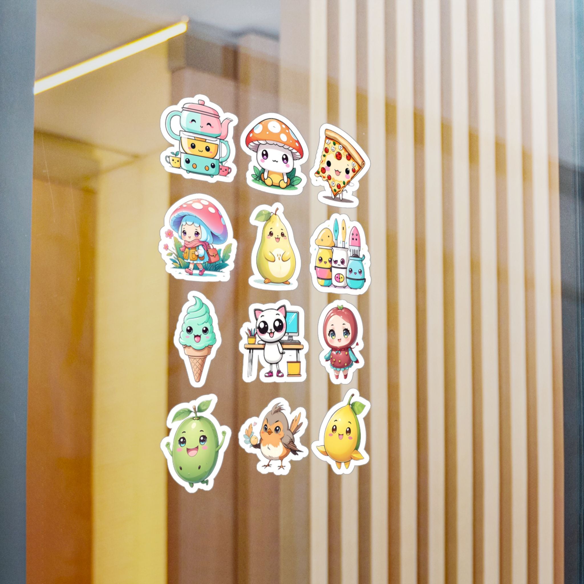 Kawaii Stickers Sheet 261 — 12 Kiss-Cut Vinyl Decals