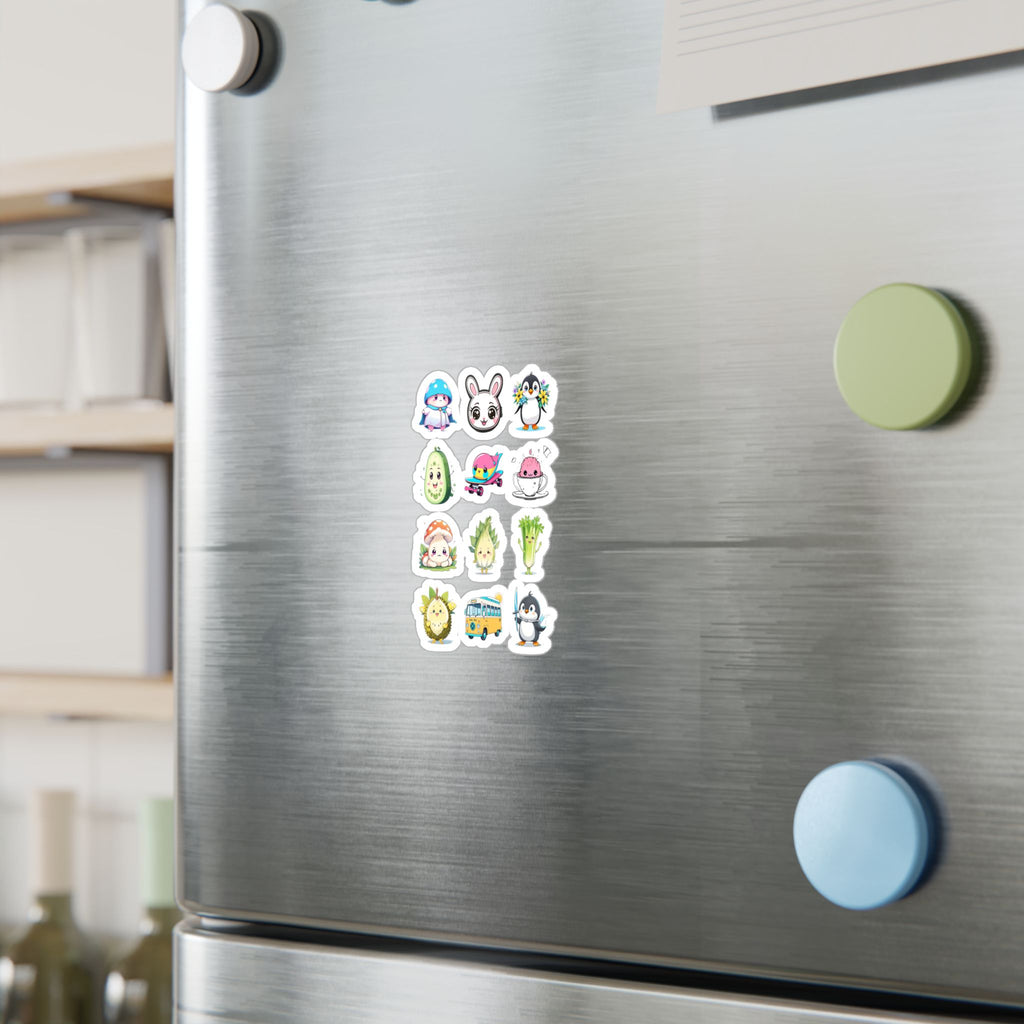 Kawaii Stickers Sheet 47 — 12 Kiss-Cut Vinyl Decals