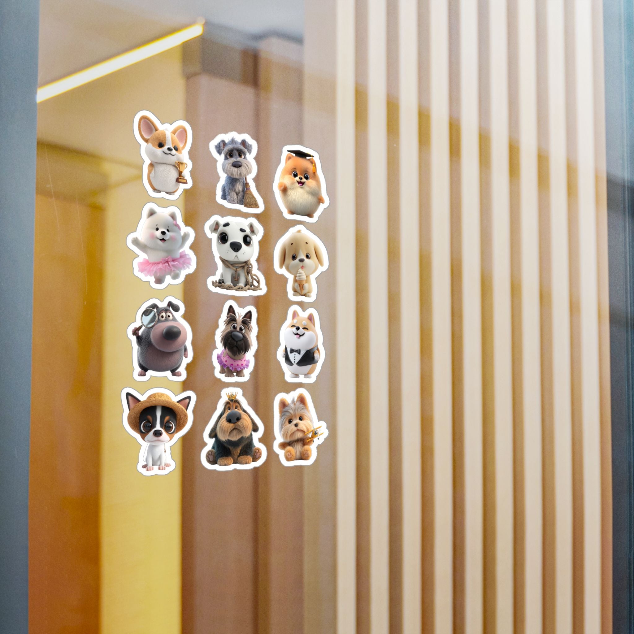 Kawaii Dogs Sheet 06 — 12 Kiss-Cut Vinyl Decals