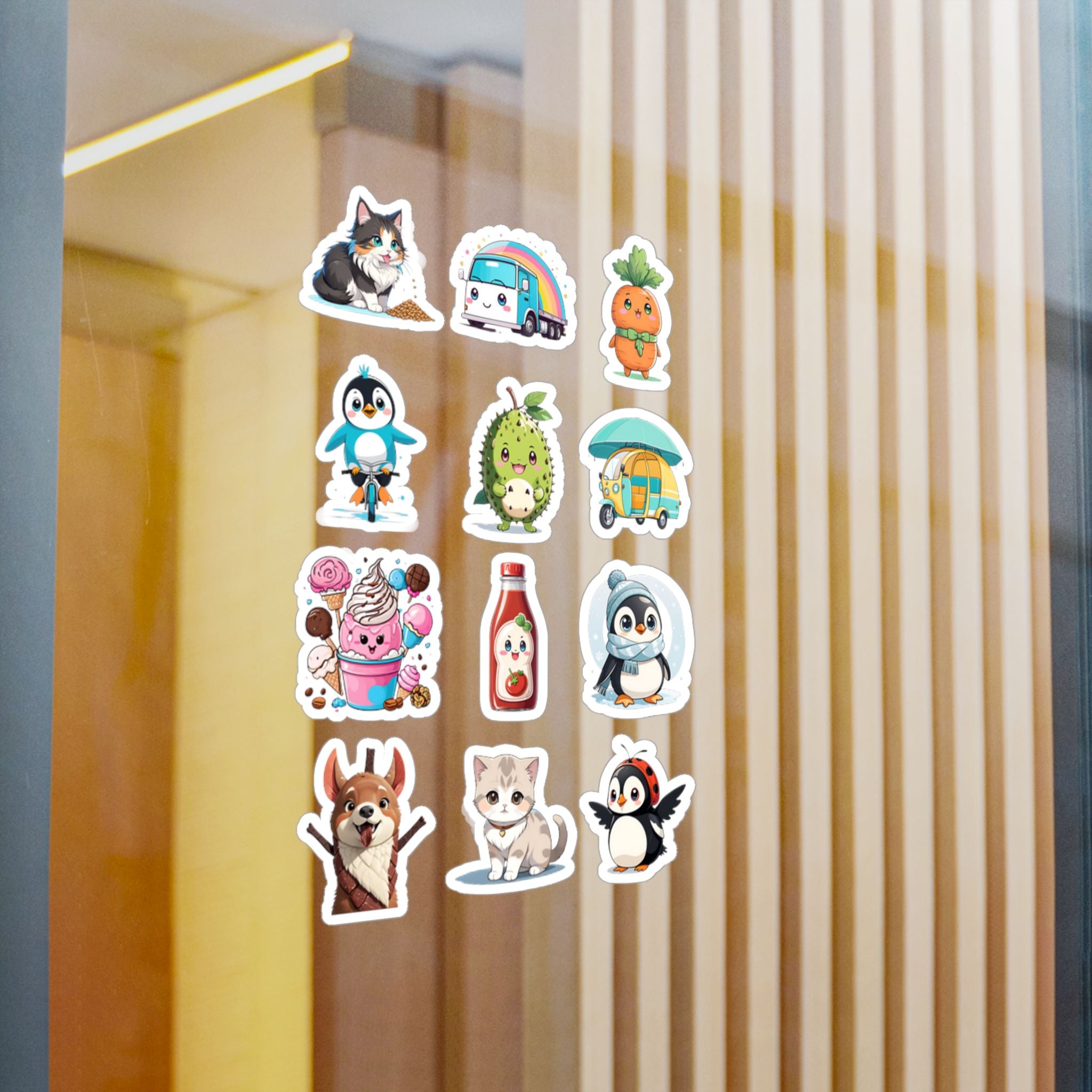 Kawaii Stickers Sheet 30 — 12 Kiss-Cut Vinyl Decals