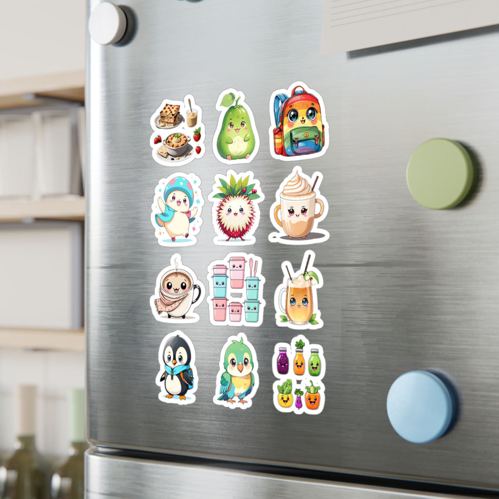 Kawaii Stickers Sheet 128 — 12 Kiss-Cut Vinyl Decals