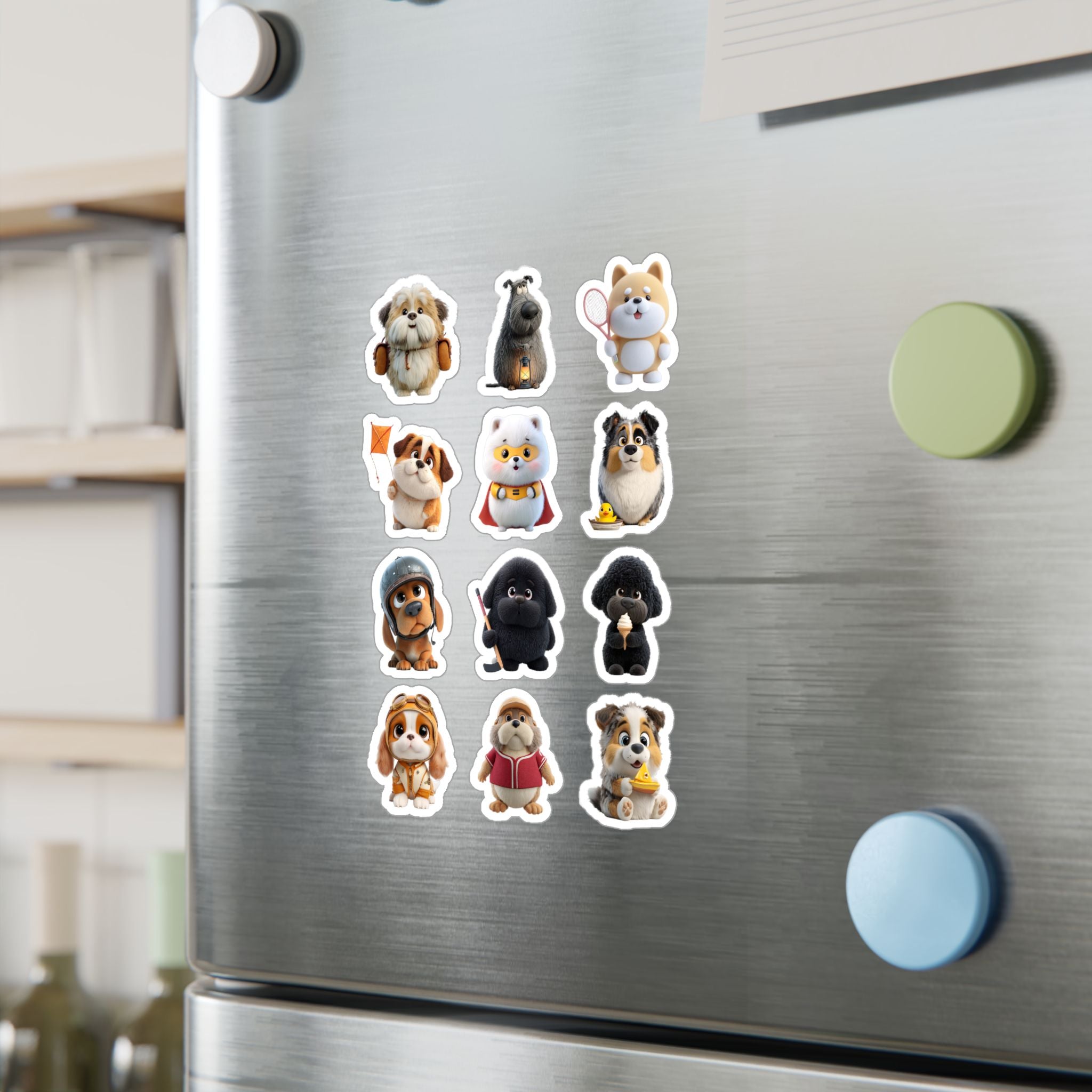 Kawaii Dogs Sheet 01 — 12 Kiss-Cut Vinyl Decals