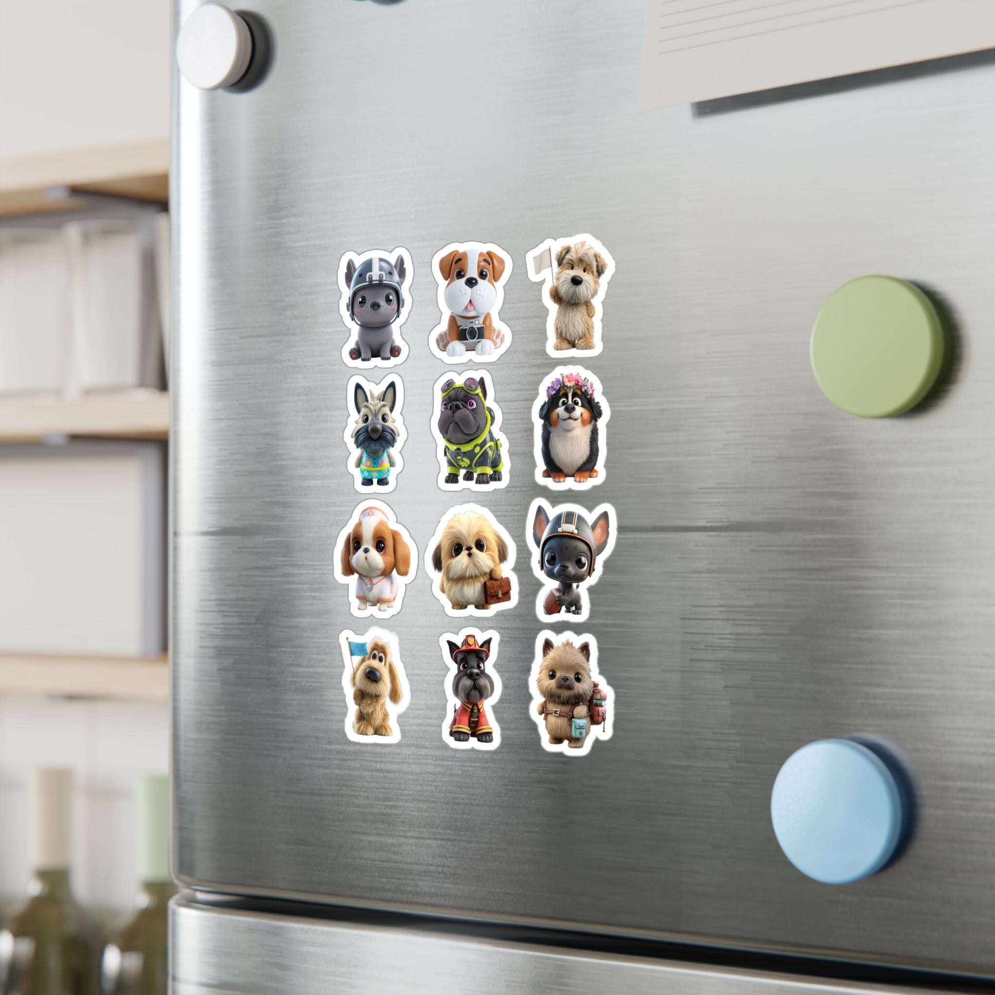 Kawaii Dogs Sheet 15 — 12 Kiss-Cut Vinyl Decals