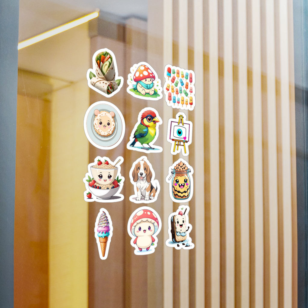 Kawaii Stickers Sheet 250 — 12 Kiss-Cut Vinyl Decals