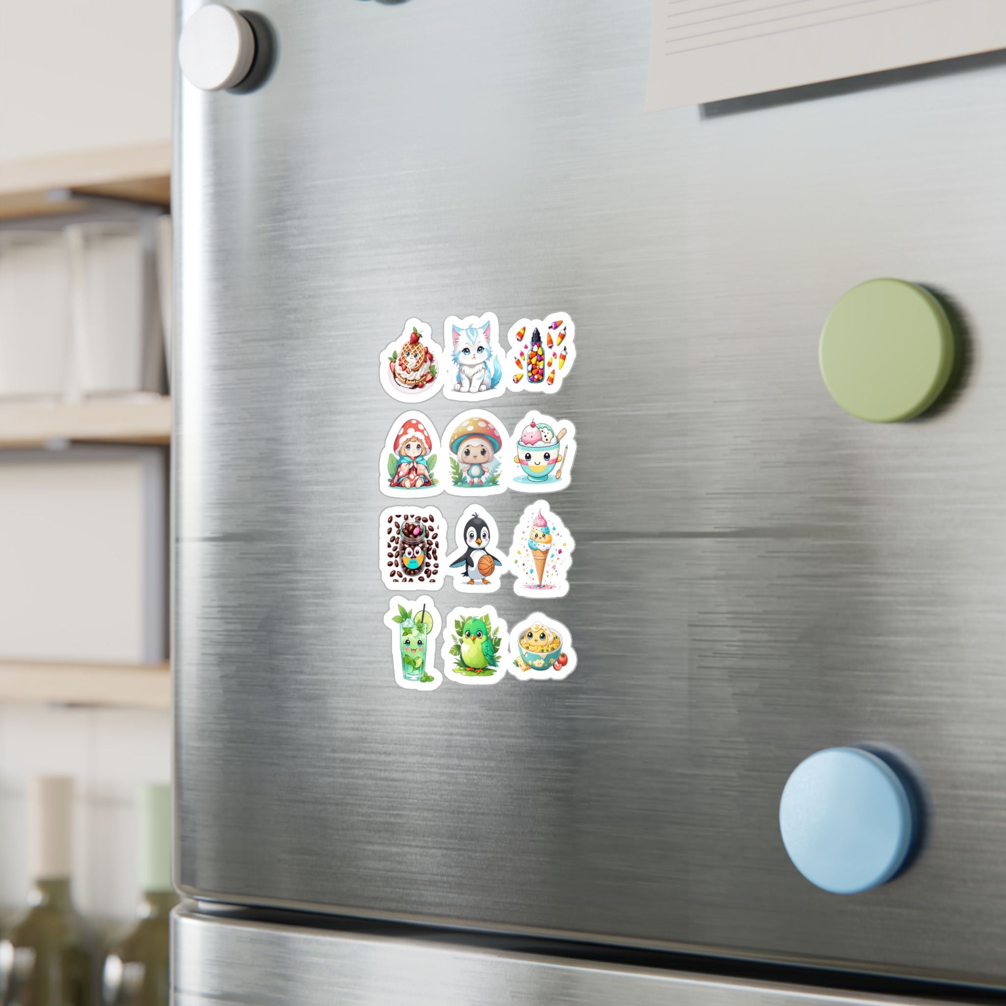 Kawaii Stickers Sheet 133 — 12 Kiss-Cut Vinyl Decals