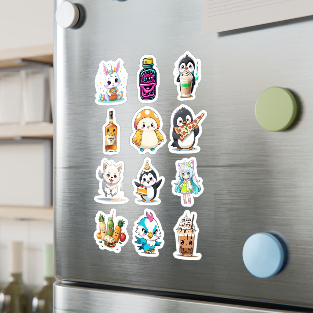 Kawaii Stickers Sheet 49 — 12 Kiss-Cut Vinyl Decals