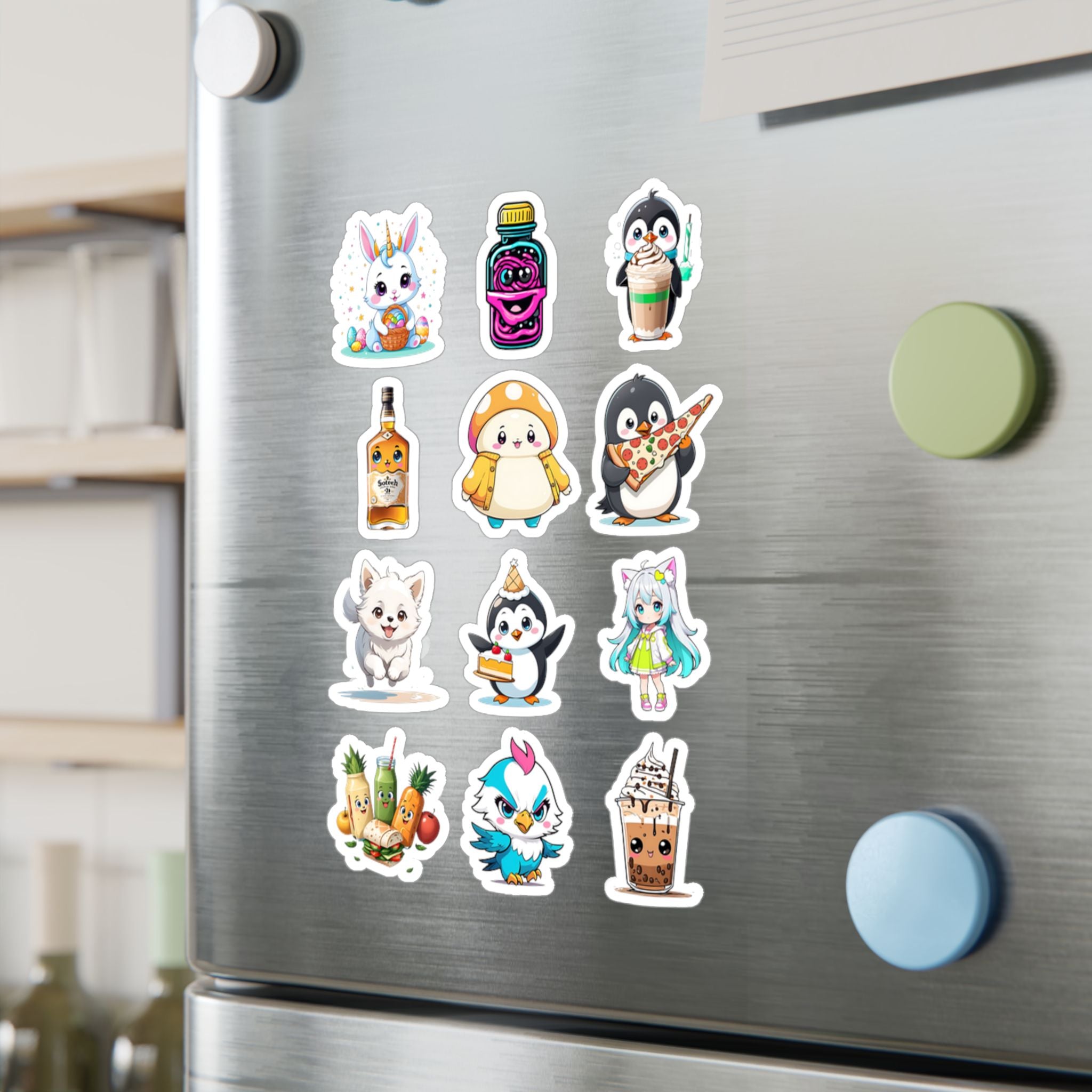 Kawaii Stickers Sheet 49 — 12 Kiss-Cut Vinyl Decals