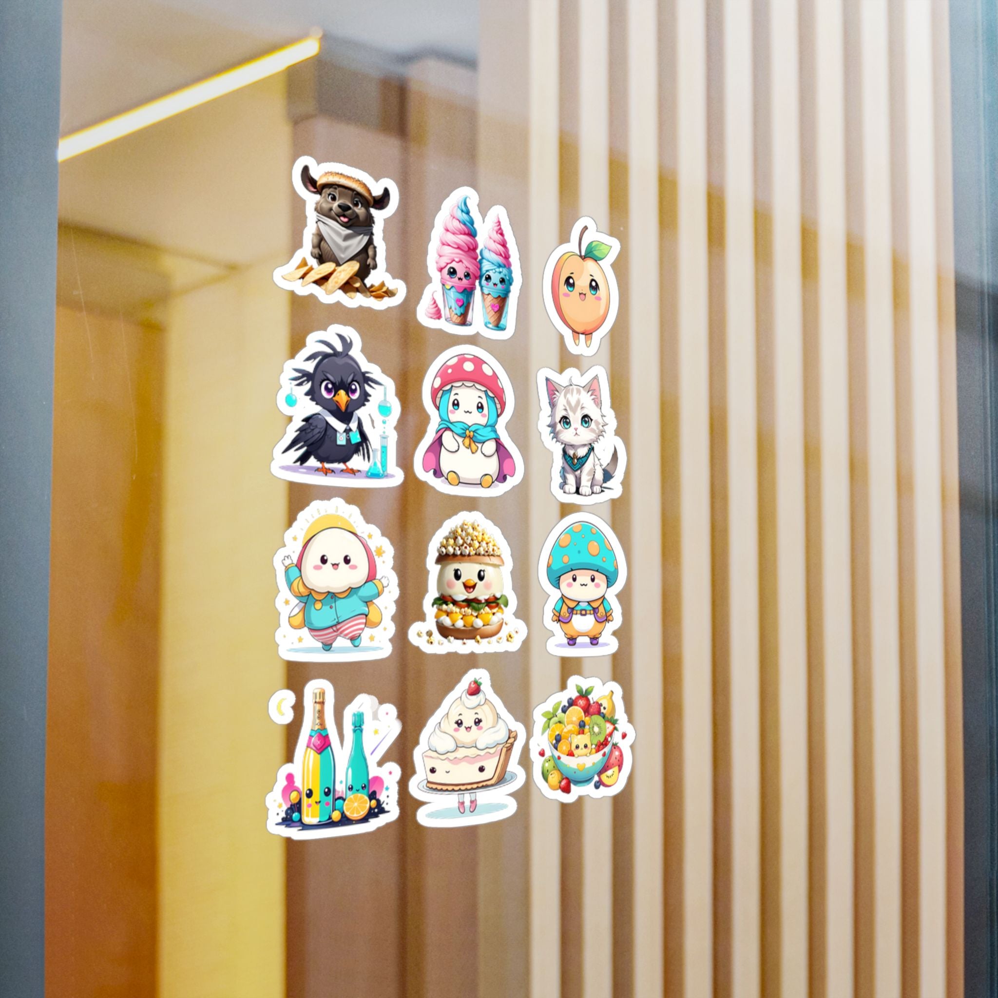 Kawaii Stickers Sheet 65 — 12 Kiss-Cut Vinyl Decals