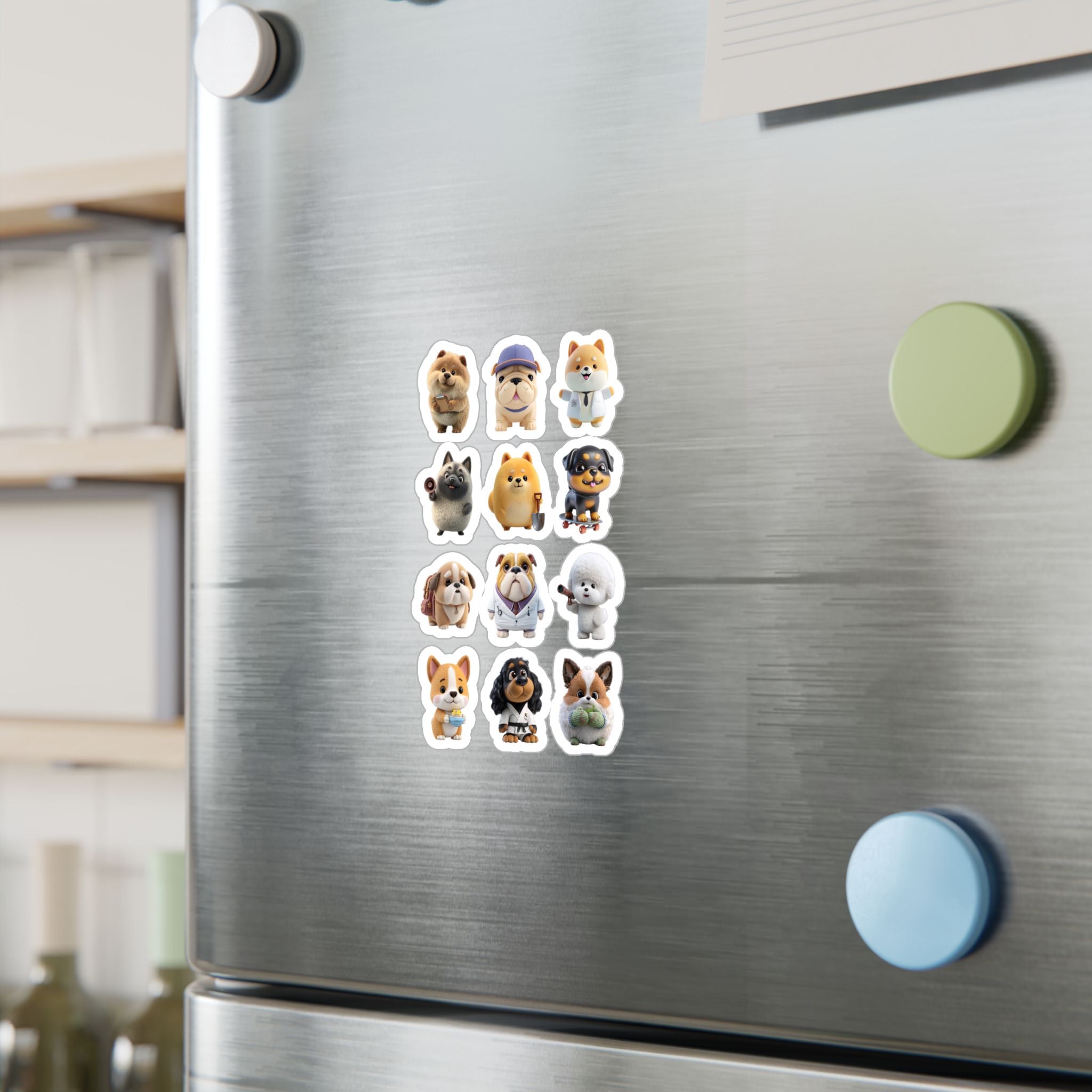 Kawaii Dogs Sheet 04 — 12 Kiss-Cut Vinyl Decals