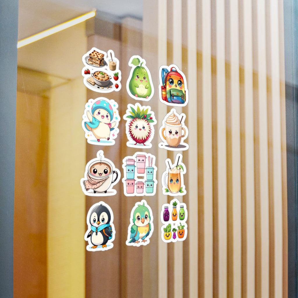 Kawaii Stickers Sheet 128 — 12 Kiss-Cut Vinyl Decals
