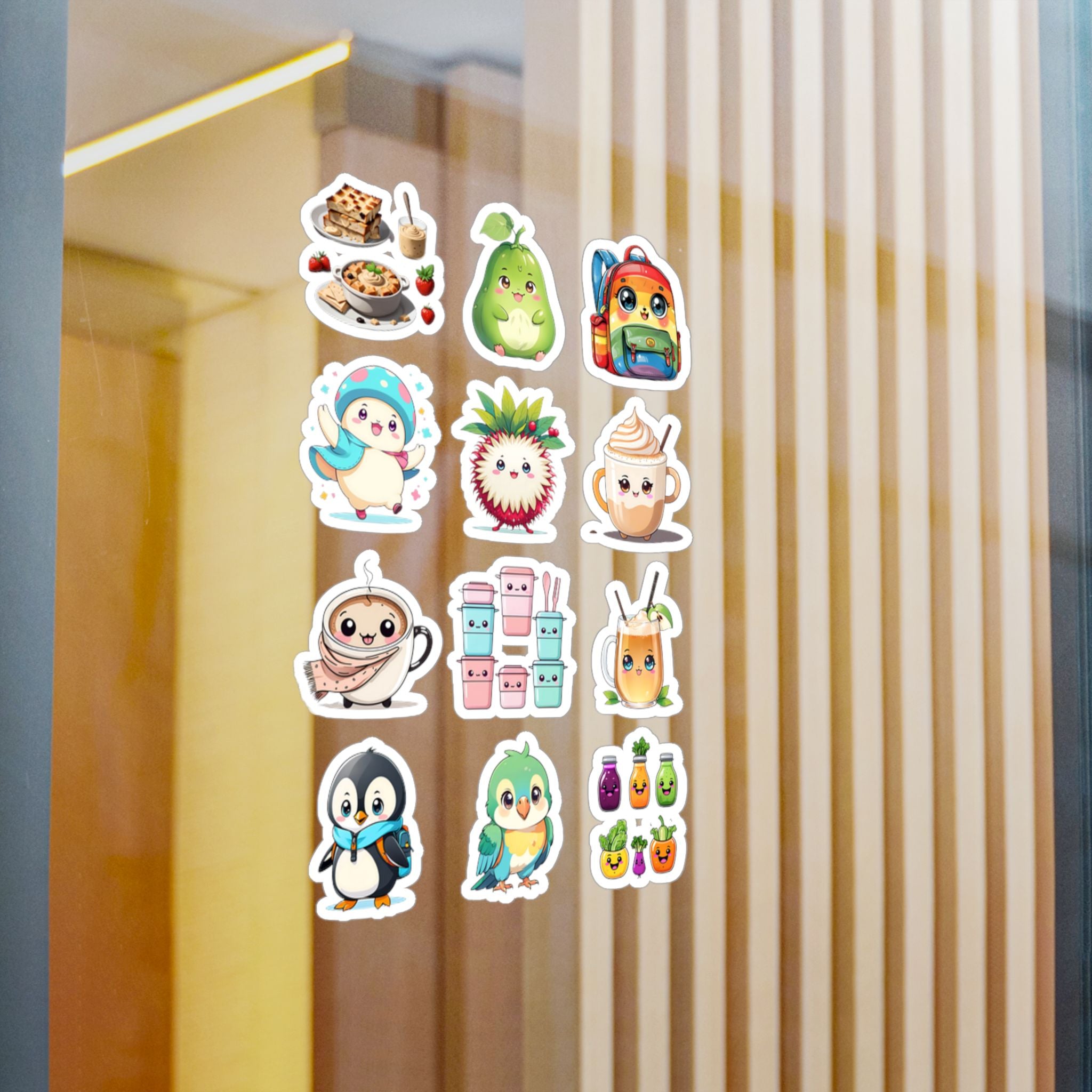 Kawaii Stickers Sheet 128 — 12 Kiss-Cut Vinyl Decals