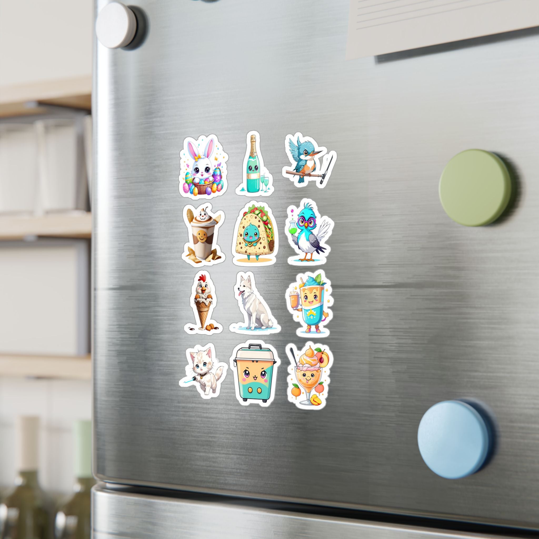 Kawaii Stickers Sheet 257 — 12 Kiss-Cut Vinyl Decals