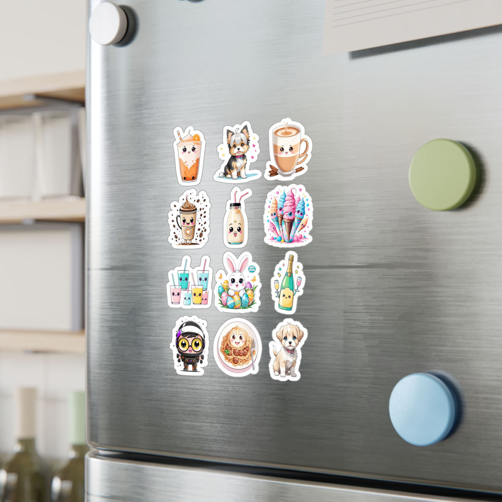Kawaii Stickers Sheet 104 — 12 Kiss-Cut Vinyl Decals