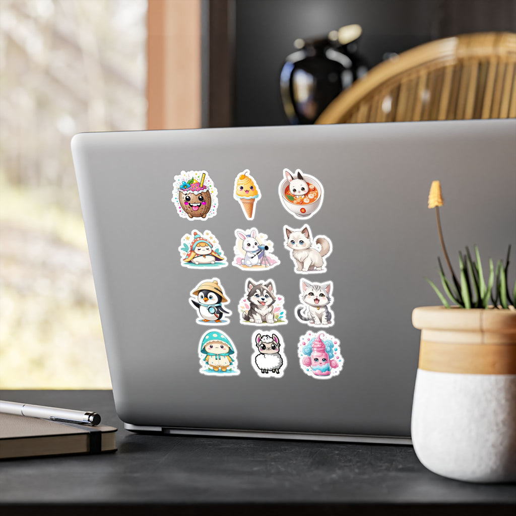 Kawaii Stickers Sheet 217 — 12 Kiss-Cut Vinyl Decals
