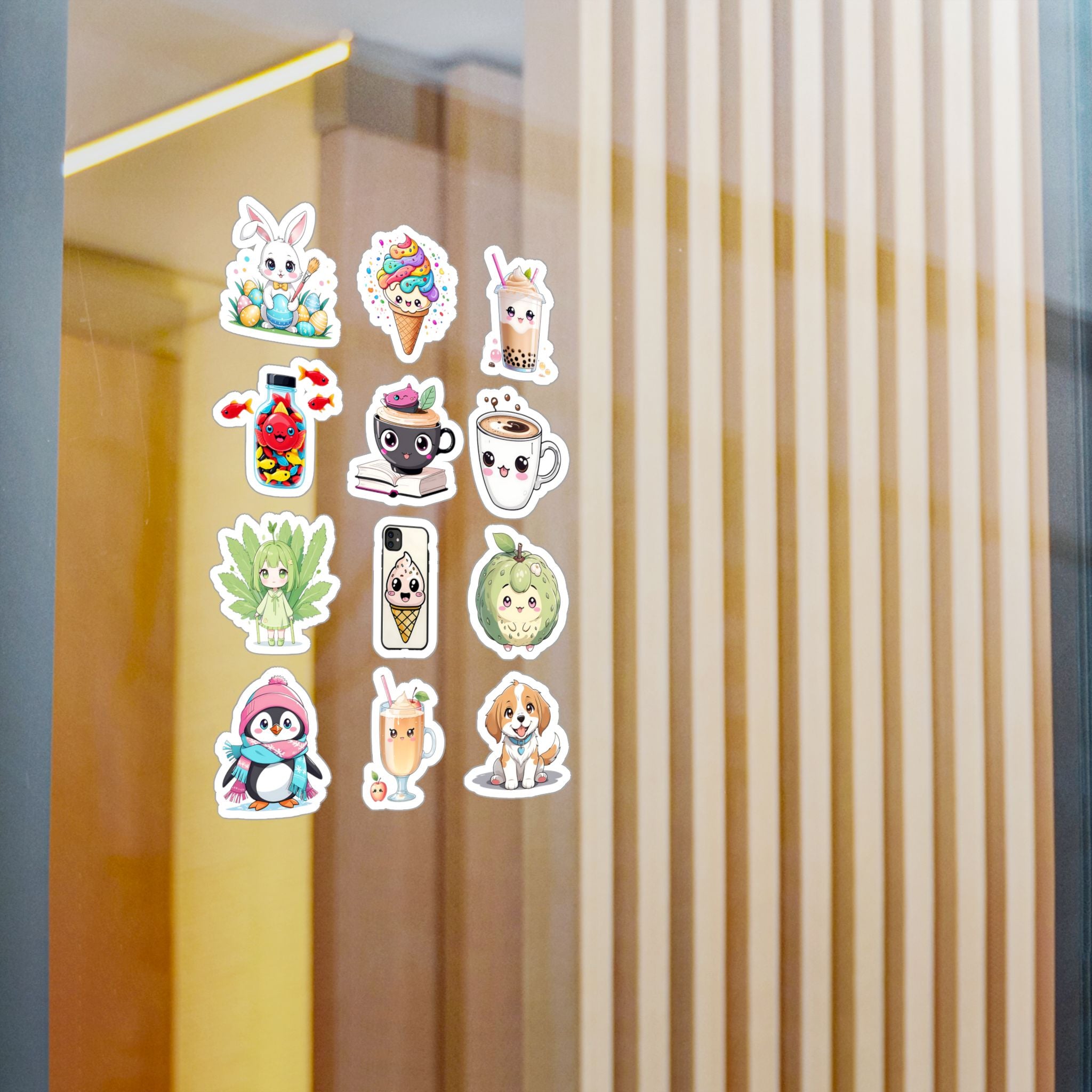 Kawaii Stickers Sheet 02 — 12 Kiss-Cut Vinyl Decals