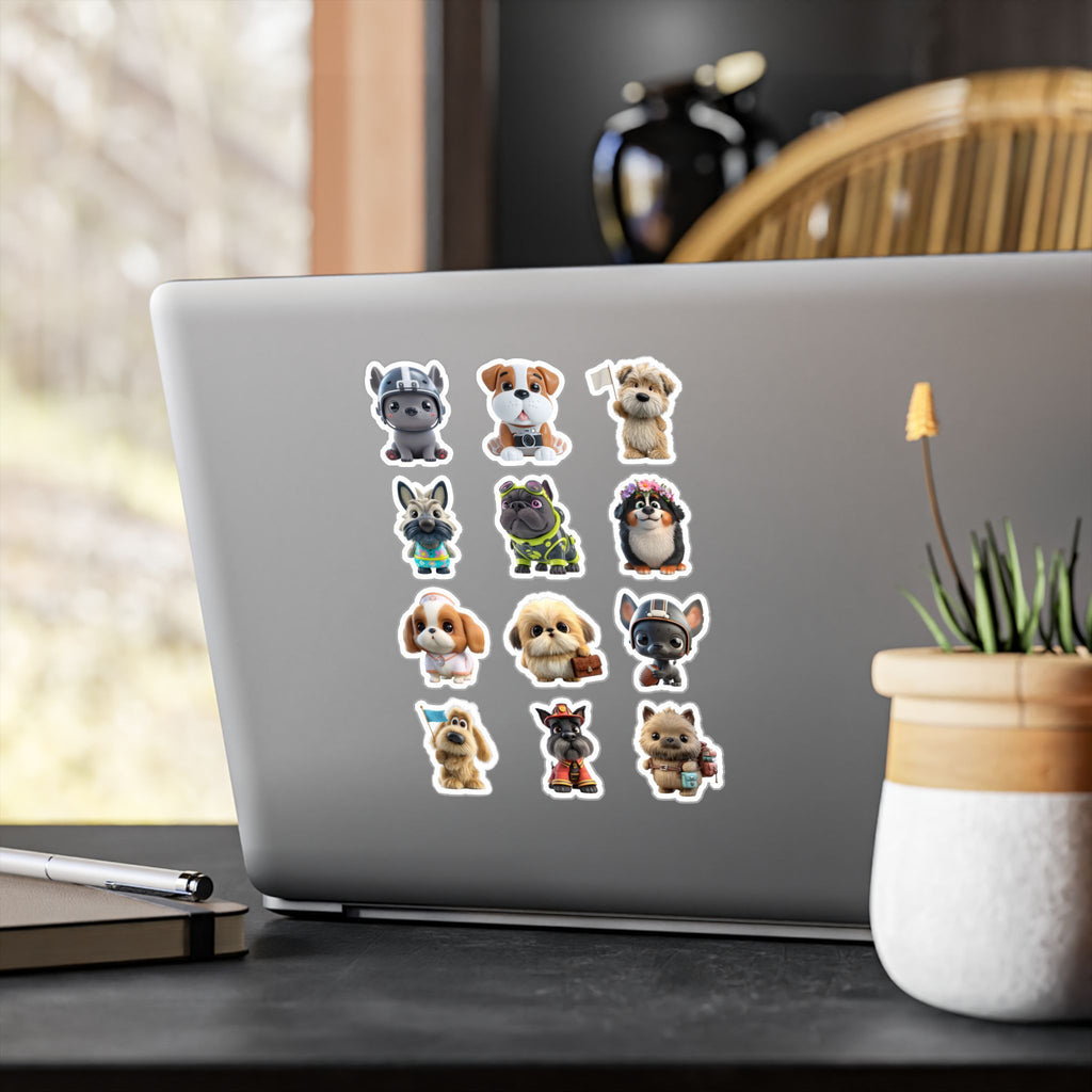 Kawaii Dogs Sheet 15 — 12 Kiss-Cut Vinyl Decals