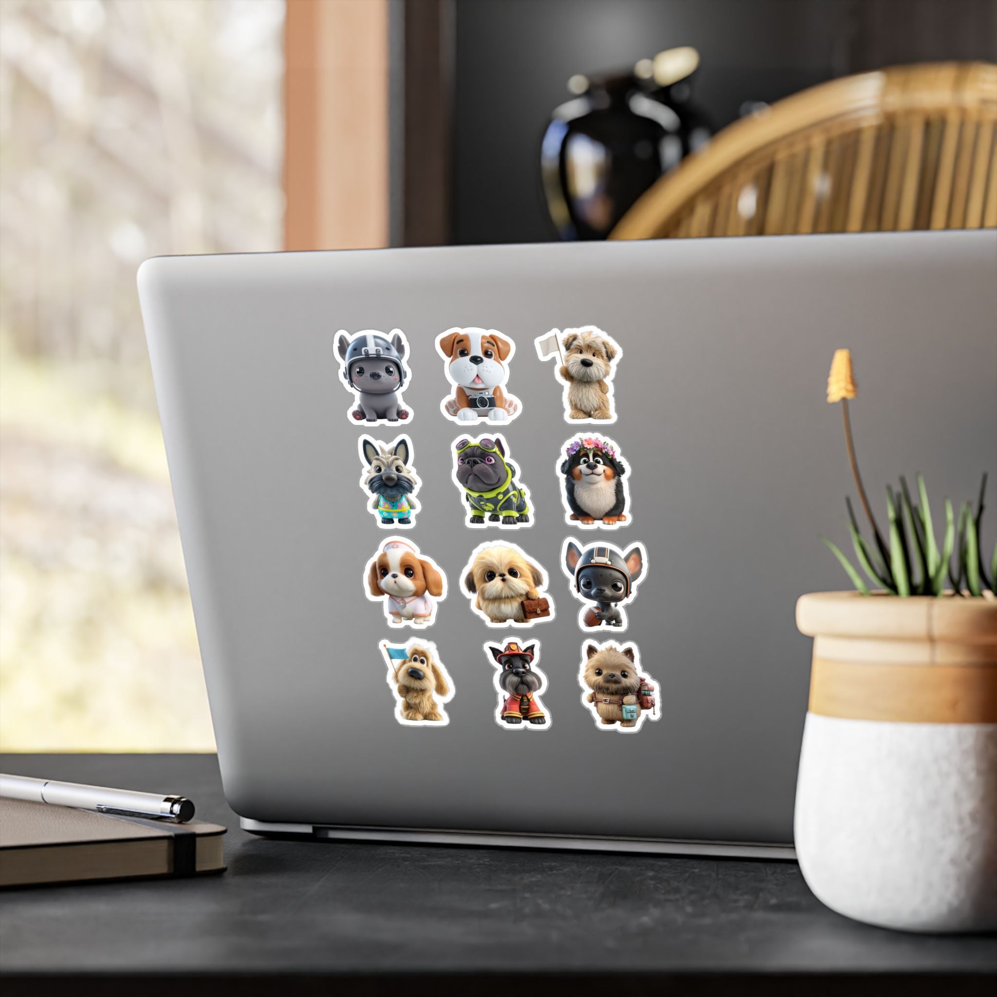 Kawaii Dogs Sheet 15 — 12 Kiss-Cut Vinyl Decals